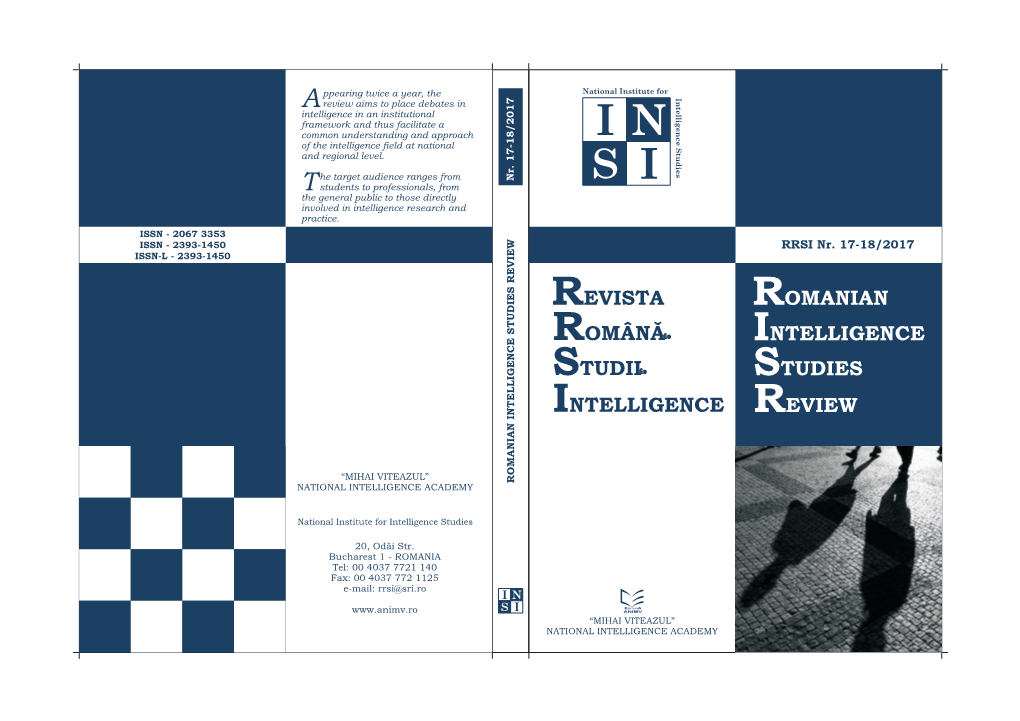 Romanian Intelligence Studies Review