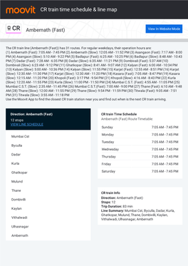 CR Train Time Schedule & Line Route