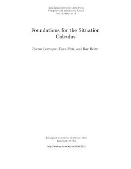 Foundations for the Situation Calculus