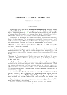 ENHANCED DYNKIN DIAGRAMS DONE RIGHT Introduction