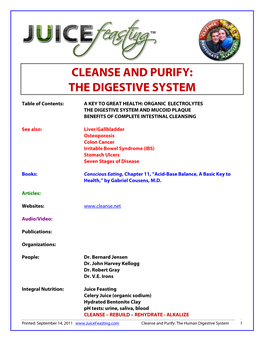 Cleanse and Purify: the Digestive System
