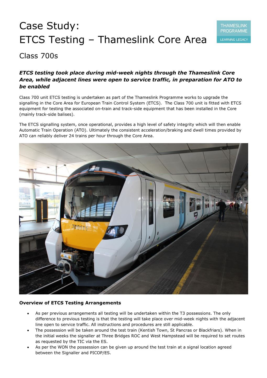 Case Study: ETCS Testing – Thameslink Core Area