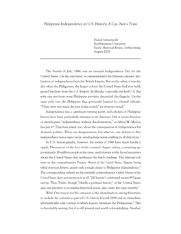 Philippine Independence in U.S. History: a Car, Not a Train