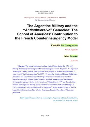 180203 the Argentine Military and the Antisubversivo Genocide