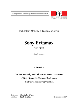 Sony Betamax Case Report