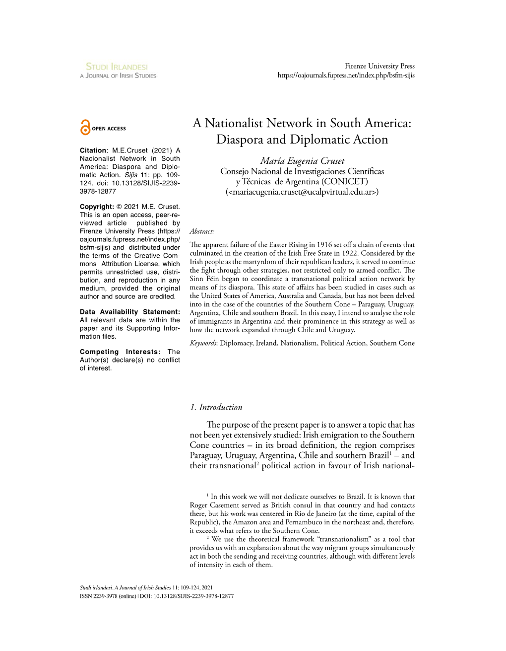 A Nationalist Network in South America: Diaspora and Diplomatic