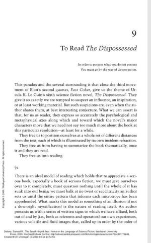 To Read the Dispossessed