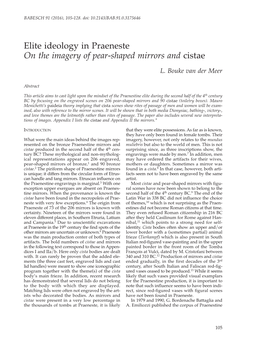 Elite Ideology in Praeneste on the Imagery of Pear-Shaped Mirrors and Cistae