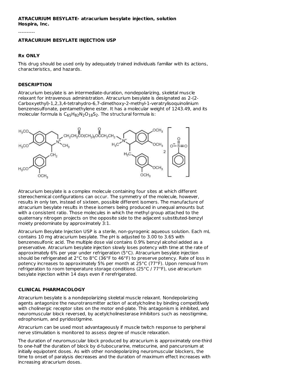 Atracurium Besylate Injection, Solution Hospira, Inc