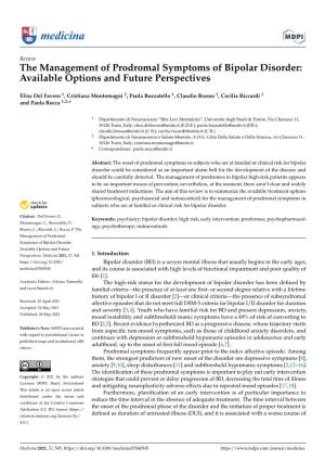 The Management of Prodromal Symptoms of Bipolar Disorder: Available Options and Future Perspectives