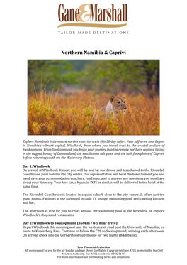 Northern Namibia and Caprivi Safari Itinerary