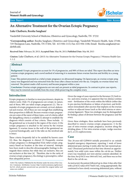 An Alternative Treatment for the Ovarian Ectopic Pregnancy