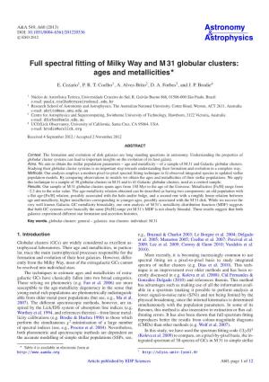 Full Spectral Fitting of Milky Way and M 31 Globular Clusters: Ages and Metallicities