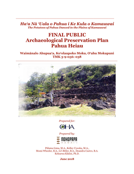 FINAL PUBLIC Archaeological Preservation Plan Pahua Heiau