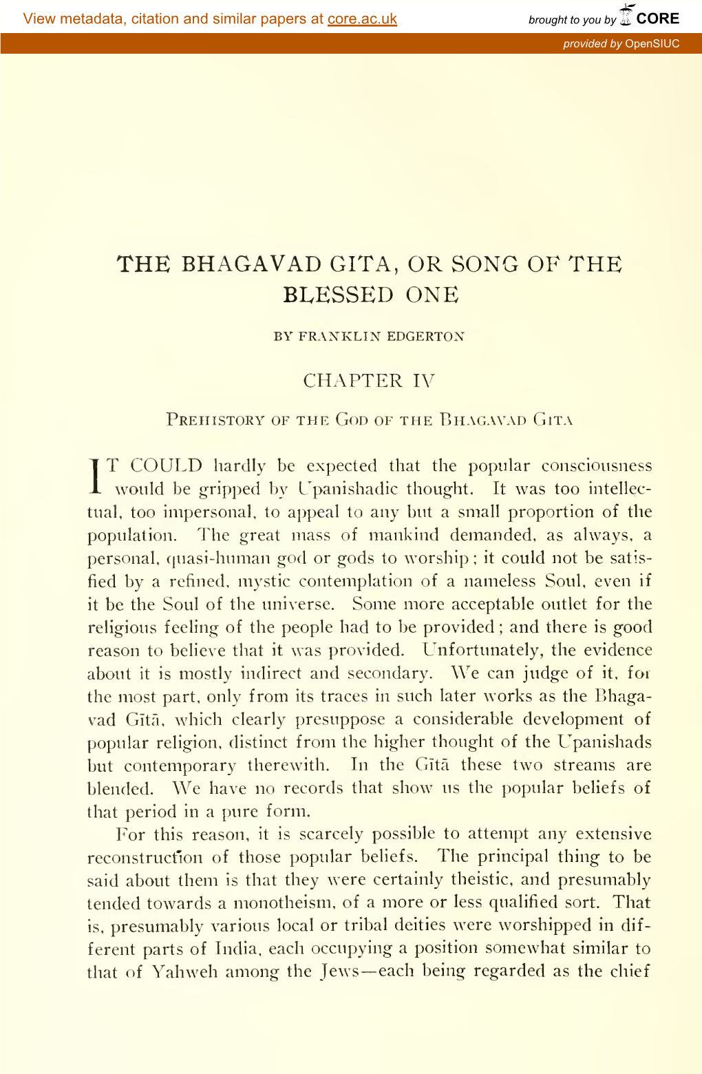 The Bhagavad Gita, Or Song of the Blessed One