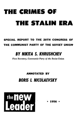 The Crimes of the Stalin Era. — 1956