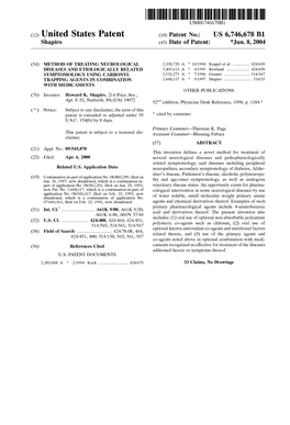 (12) United States Patent (10) Patent No.: US 6,746,678 B1 Shapiro (45) Date of Patent: *Jun