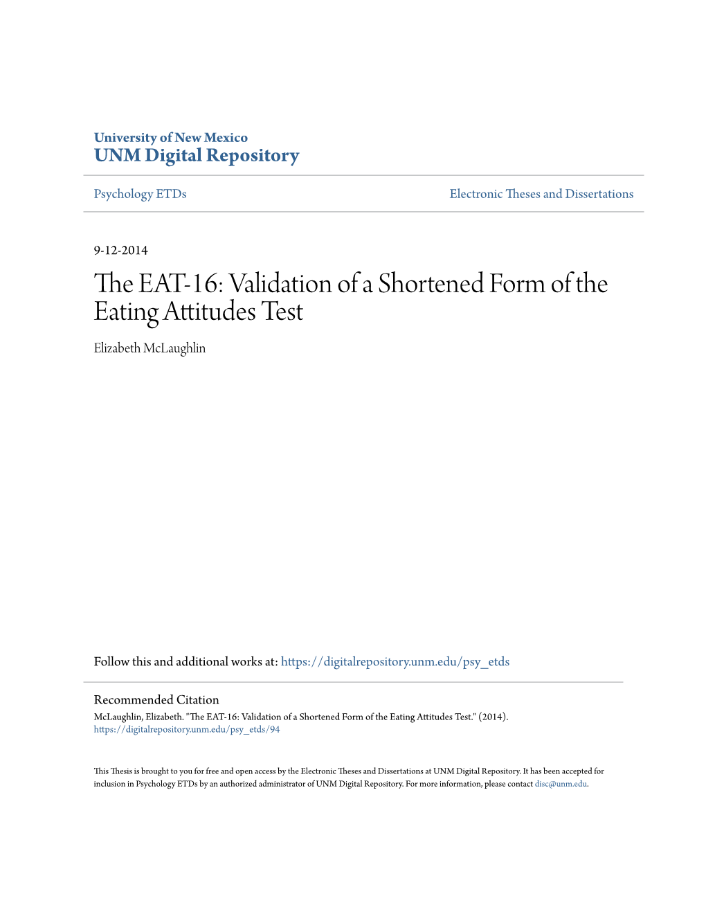 The EAT 16 Validation Of A Shortened Form Of The Eating Attitudes Test 