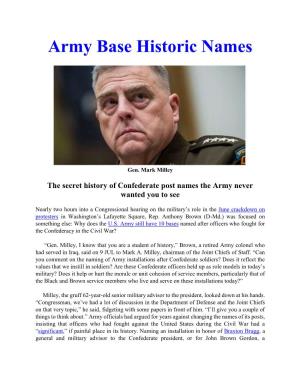 Army Base Historic Names