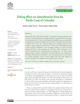 Fishing Effects on Elasmobranchs from the Pacific Coast of Colombia