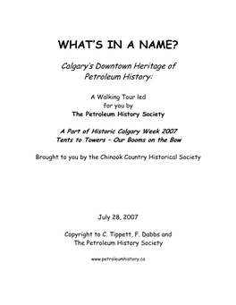 Petroleum History Society, Walking Tour Guidebook, July 2007