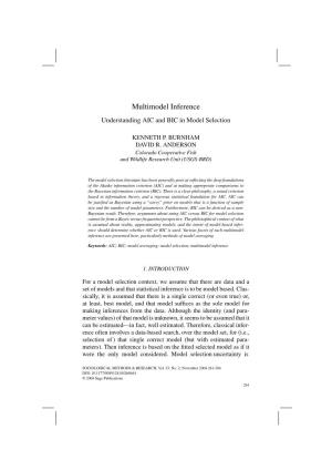 Multimodel Inference. Understanding AIC and BIC in Model Selection