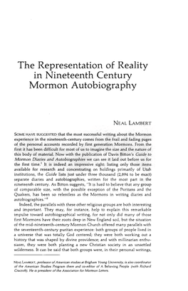 The Representation of Reality in Nineteenth Century Mormon Autobiography