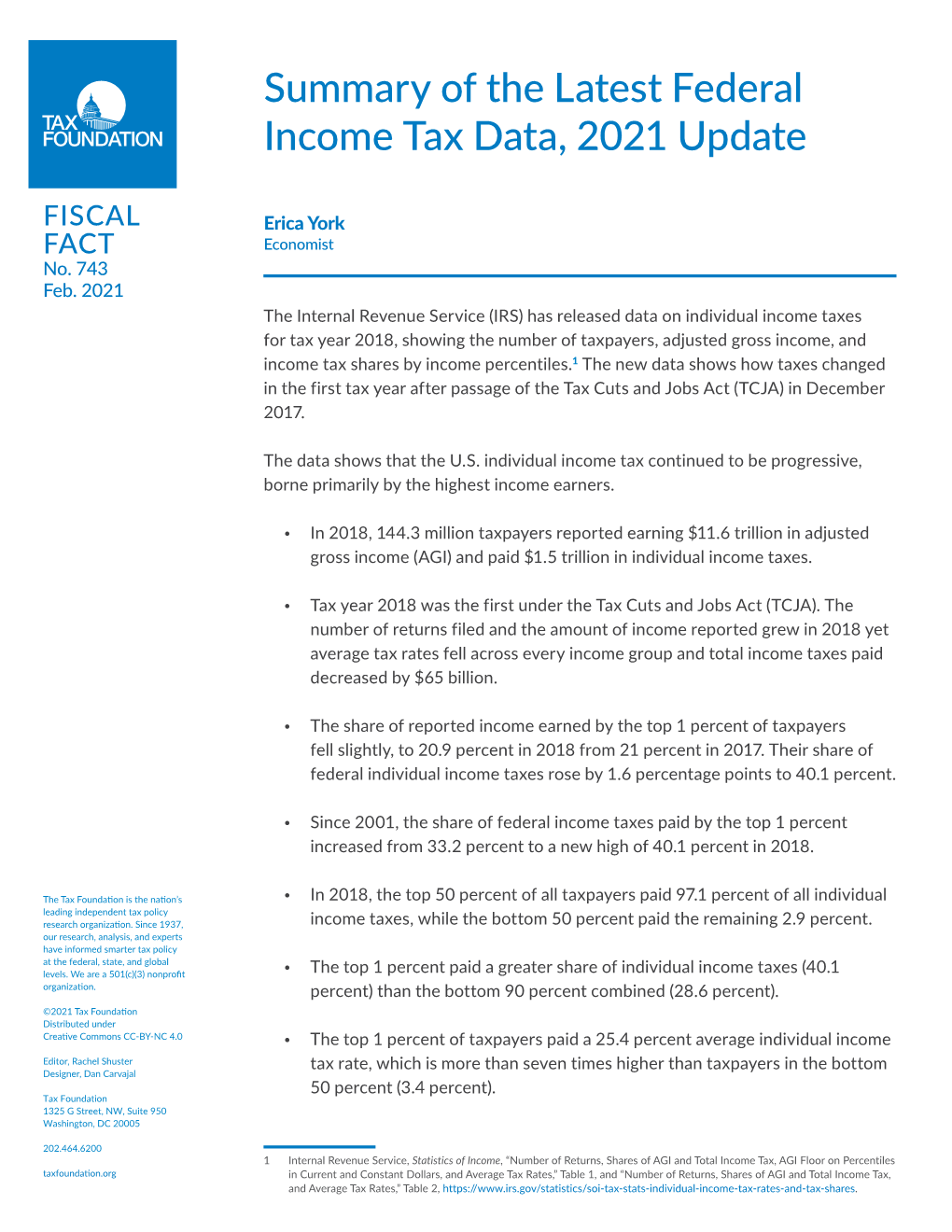 Summary of the Latest Federal Income Tax Data, 2021 Update