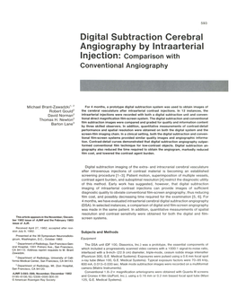 Digital Subtraction Cerebral Angiography by Intraarterial Injection: Comparison with Conventional Angiography