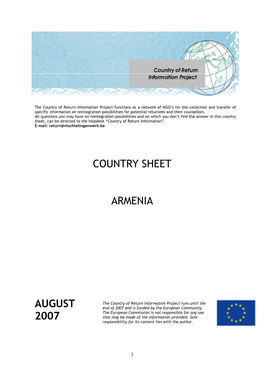 Country Sheet Armenia August 2007