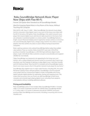 Roku Soundbridge Network Music Player Now Ships with Free Wi-Fi;