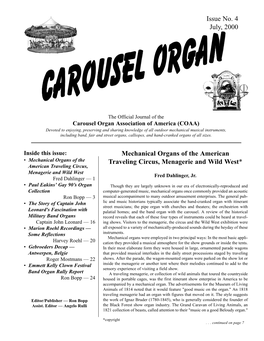 Mechanical Organs of the American Traveling Circus, Menagerie And
