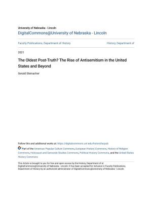 The Oldest Post-Truth? the Rise of Antisemitism in the United States and Beyond