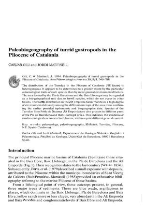 Paleobiogeography of Turrid Gastropods in the Pliocene of Catalonia