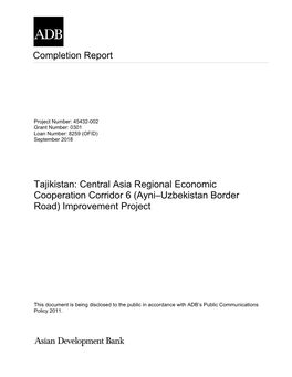 Completion Report Tajikistan