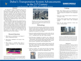 The Rapid Advancement of Dubai's Transportation System in the 21St