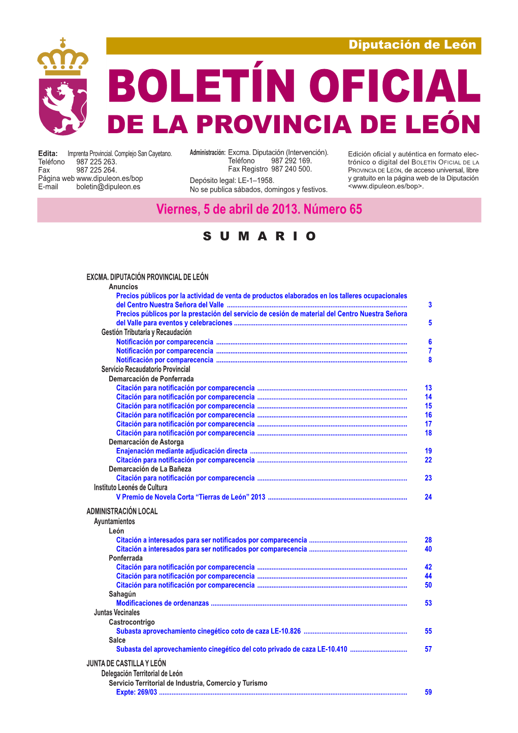 Boletín Oficial De La Provincia De León