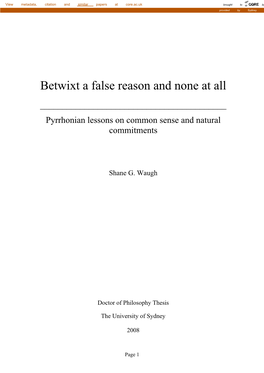 Betwixt a False Reason and None at All ______Pyrrhonian Lessons on Common Sense and Natural Commitments