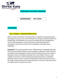 Dodham Package 04N/05D Itinerary