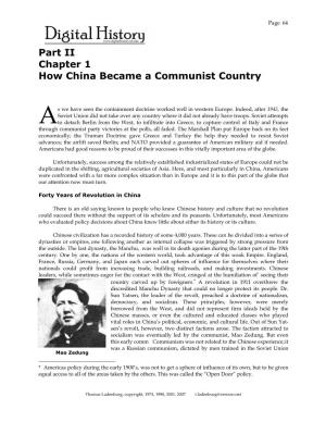 Part II Chapter 1 How China Became a Communist Country