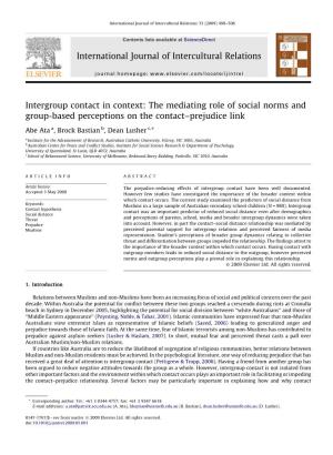 Intergroup Contact in Context: the Mediating Role of Social Norms and Group-Based Perceptions on the Contact–Prejudice Link