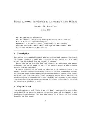 Science 3210 001: Introduction to Astronomy Course Syllabus