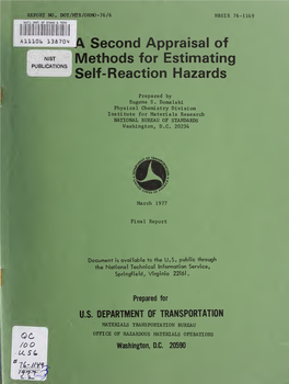 A Second Appraisal of Methods for Estimating Self-Reaction Hazards