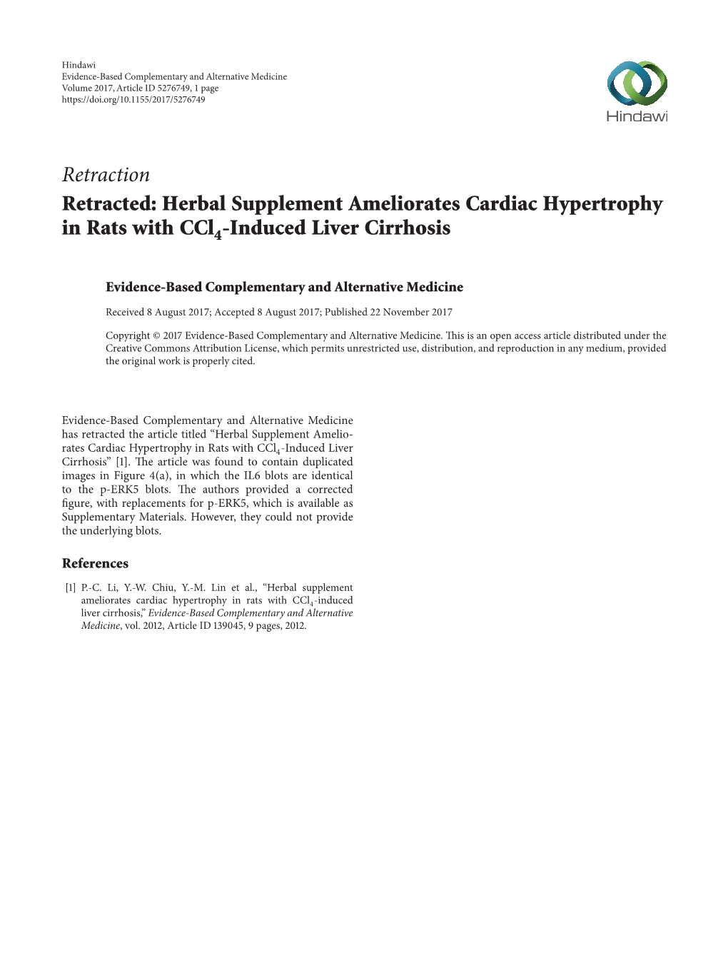 Herbal Supplement Ameliorates Cardiac Hypertrophy in Rats with Ccl4-Induced Liver Cirrhosis