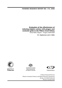 FISHERIES RESEARCH REPORT NO. 173, 2008 Evaluation of The