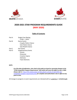2020-2021 Star Program Requirements Guide (May 2020)