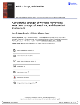 Comparative Strength of Women's Movements Over Time: Conceptual, Empirical, and Theoretical Innovations