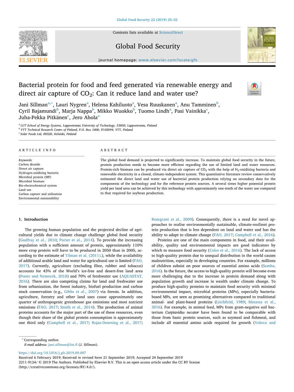 Bacterial Protein for Food and Feed Generated Via Renewable Energy