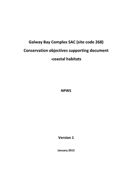 Galway Bay Complex SAC (Site Code 268) Conservation Objectives Supporting Document -Coastal Habitats