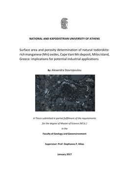 Surface Area and Porosity Determination of Natural Todorokite